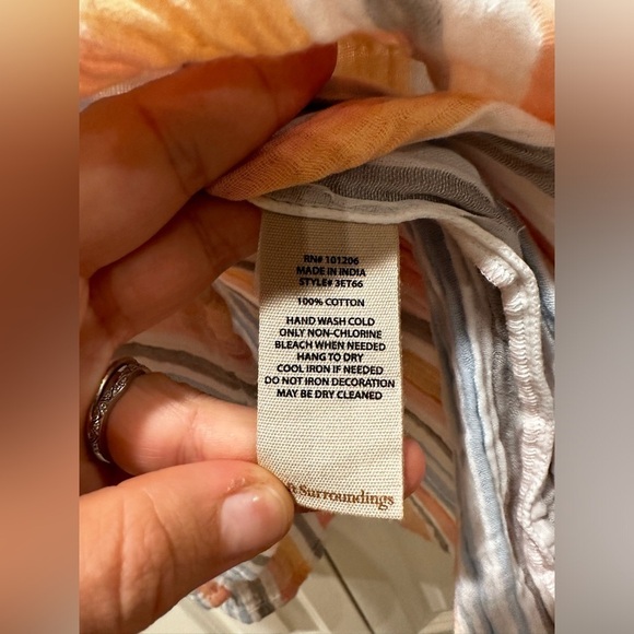 NWT Soft Surroundings Laguna Gauze Dress Peach Stripe Boho Lagenlook Beachy,SP - Picture 12 of 15